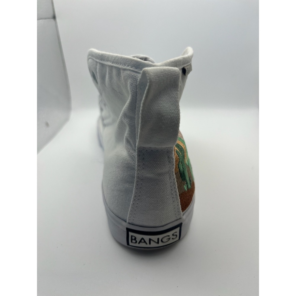 BANGS Shoes White Desert Embroidered High Top Sneakers Mens 6.5 Womens 8 - Picture 4 of 6